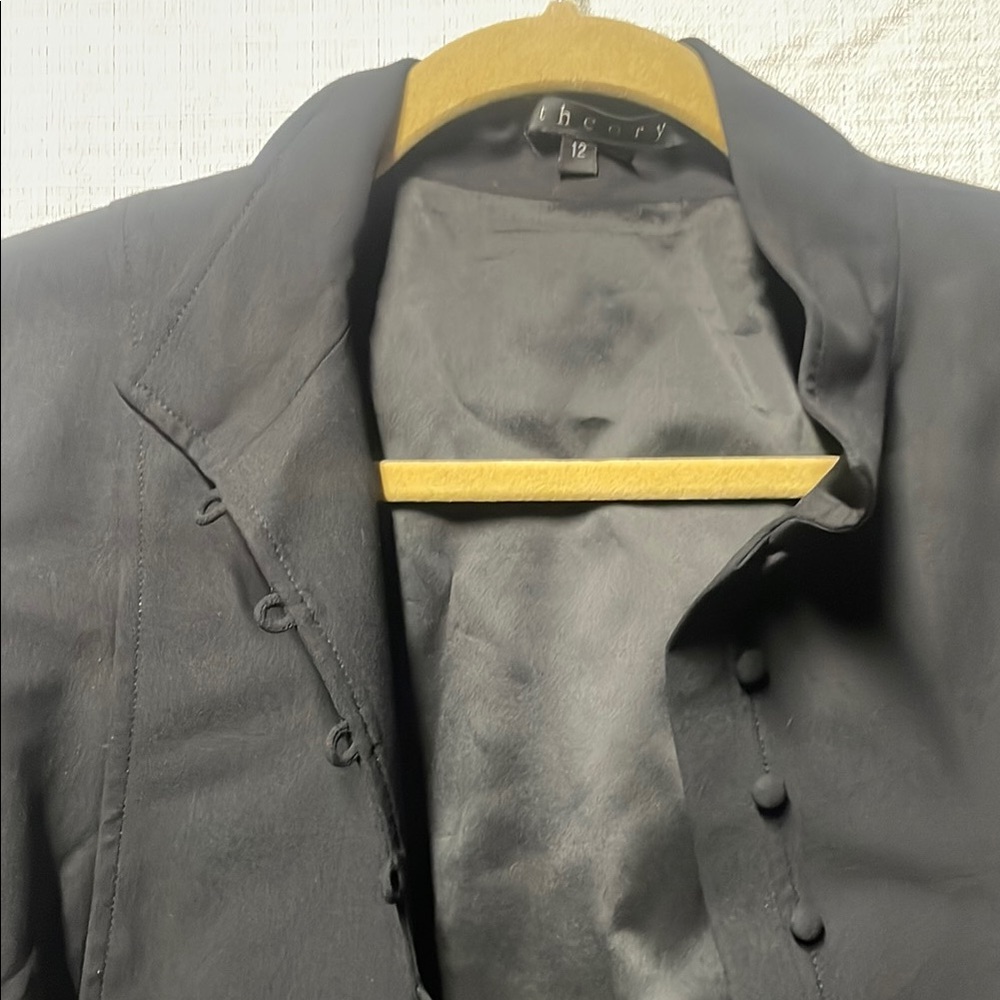 Theory Black Trench Coat with Sleek Silhouette